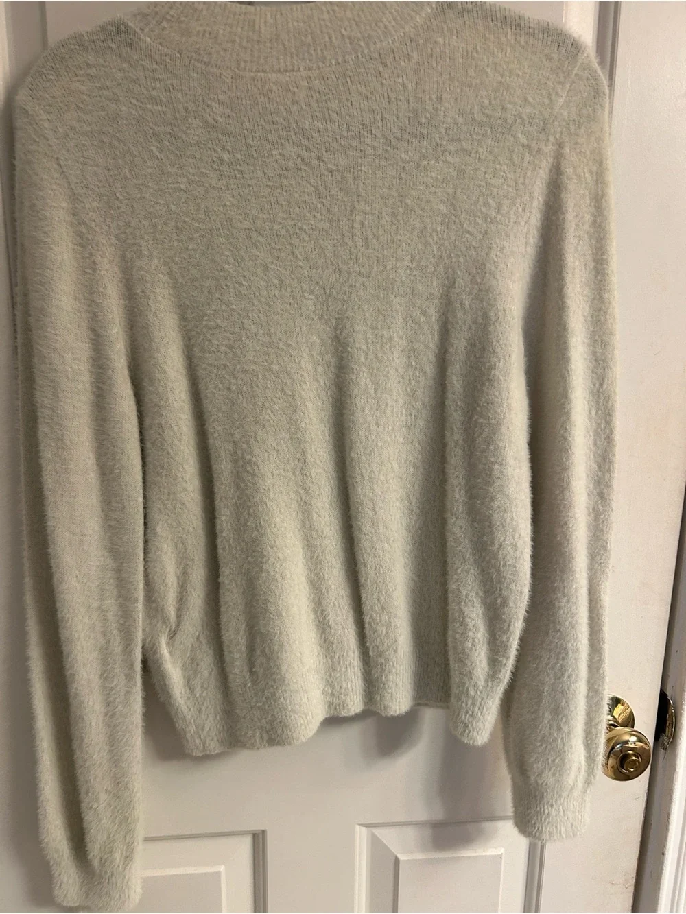 Girls abercrombie kids Cream Fuzzy Crewneck Sweater